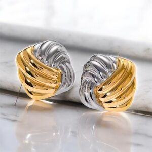 Elegant Gold and Silver Knot Earrings